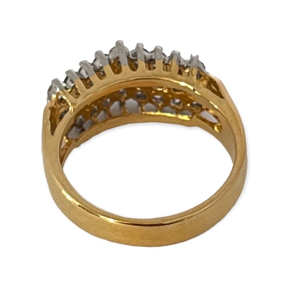 Vintage Cubic Zirconia Cocktail Ring 14KT Gold Plate 13U - Picture 3 of 5